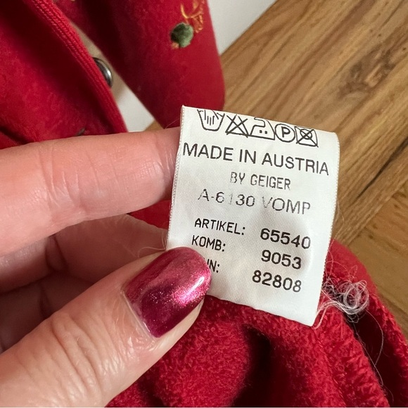Vintage Geiger Red Wool Holiday Festive Coat Size 38 - Picture 8 of 13